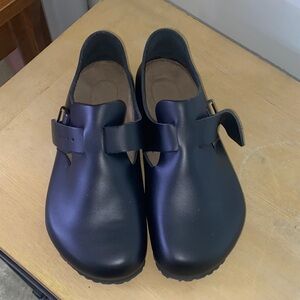 Birkenstock Black Leather Boston Clogs